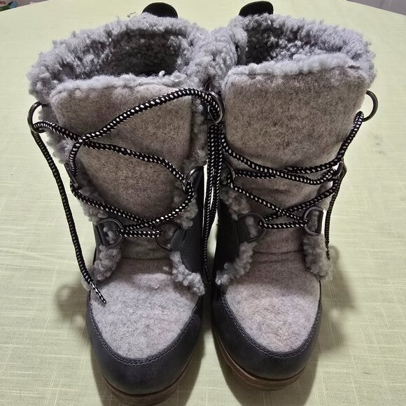 Camille Gray Sherpa Trim Lace Up Wedge- Maurices - Picture 2 of 4